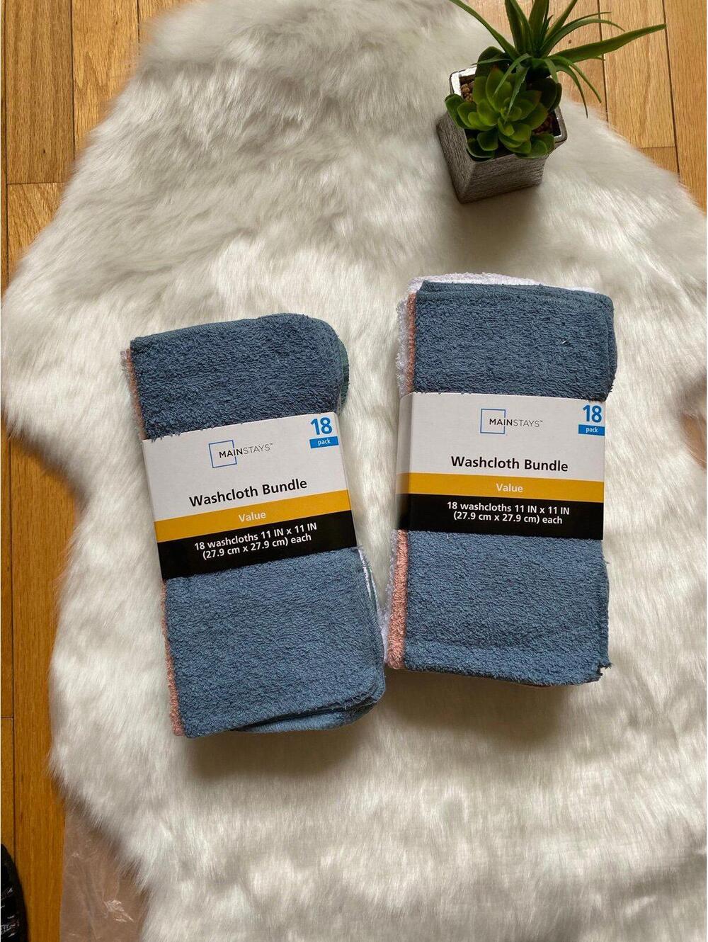 Mainstays 18 Pack Washcloth Bundle - Assorted Colors, 11 x